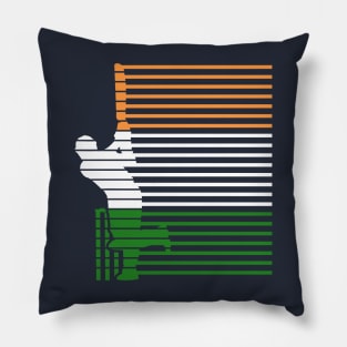 India Cricket With Indian Flag Brush Stroke Pillow