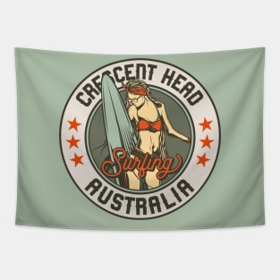 Vintage Surfing Badge for Crescent Head, Australia Tapestry