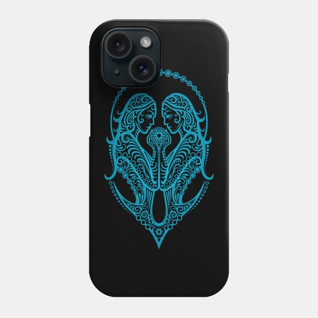 Blue Gemini Zodiac Sign Phone Case by jeffbartels