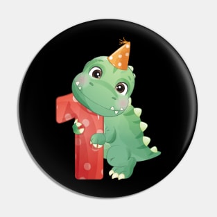 1st Birthday Cute Little Dinosaur Pin