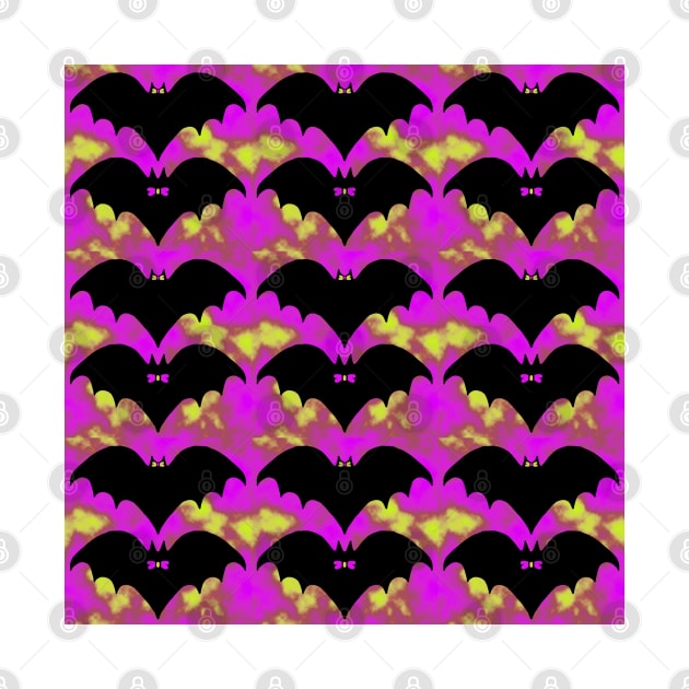 Bats And Bows Pink Yellow by BlakCircleGirl