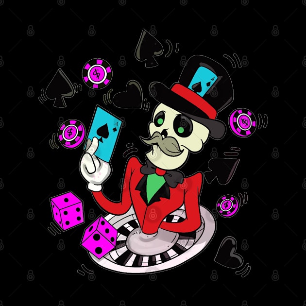 Skeleton Poker Blackjack Skull by Trendy Black Sheep