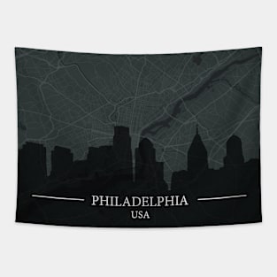 Philadelphia city map with silhouette Tapestry