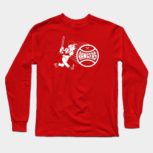 deadmansupplyco Vintage Baseball - Texas Rangers (Red Rangers Wordmark) Long Sleeve T-Shirt