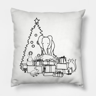 Merry Christmas from the Cute Animals Line Drawing Pillow