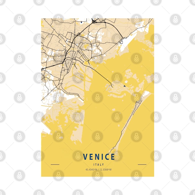 Venice - Italy Yellow City Map by tienstencil