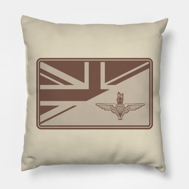 Parachute Regiment Union Jack Patch (desert subdued) Pillow by TCP