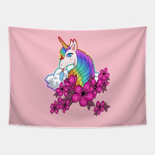 Cute Unicorn Flower Tapestry