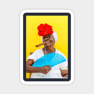 Cuban Woman, Portrait With Cigar Magnet