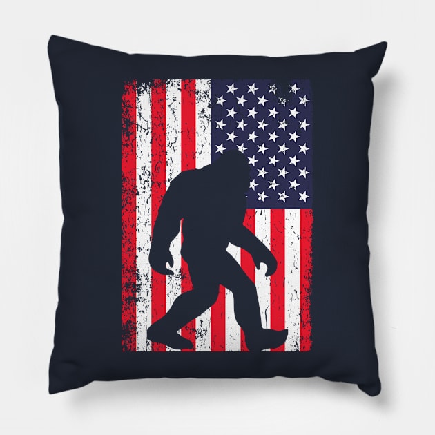 Bigfoot American Flag Pillow by AdultSh*t