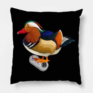 Mandarin Duck playing Video Birds Game Duck Video Gamer Pillow