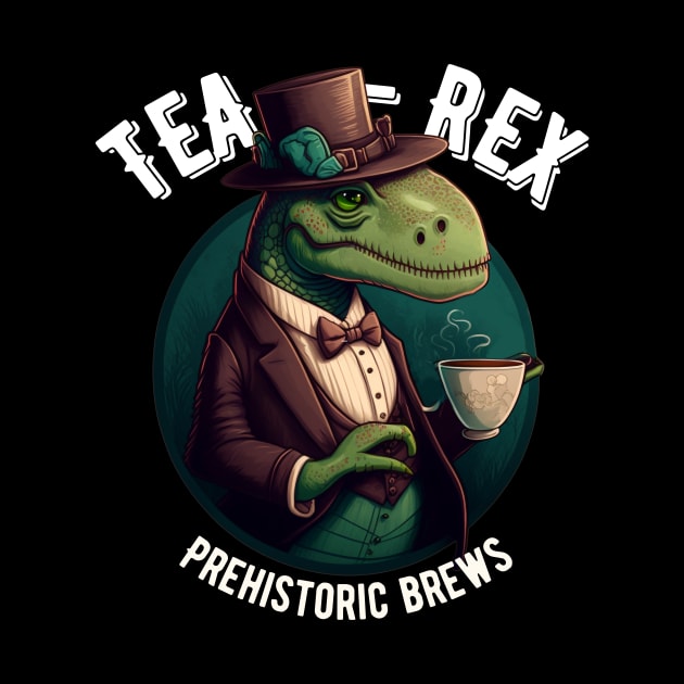 Tea Rex - a Dinosaur drinking a cup of tea by Snoe