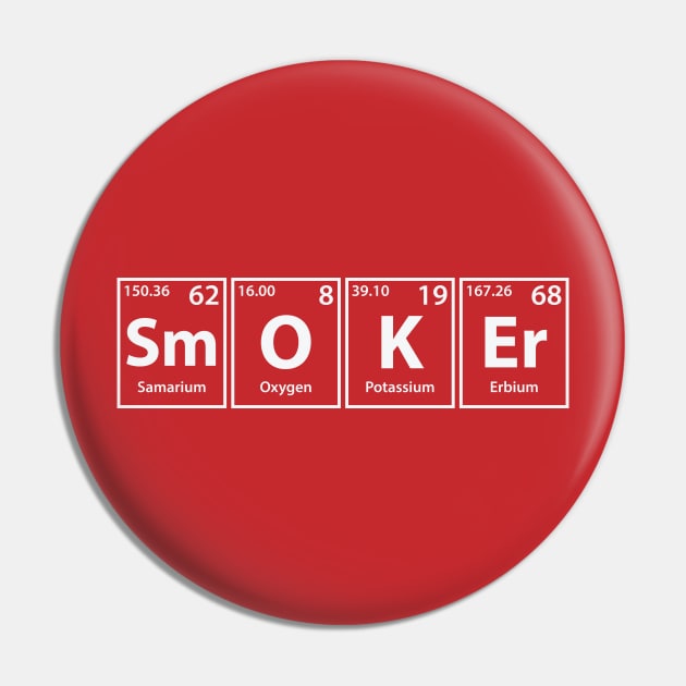 Smoker (Sm-O-K-Er) Periodic Elements Spelling Pin by cerebrands