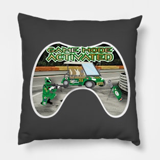 Green Race Track Game Mode Activated White Trim Pillow