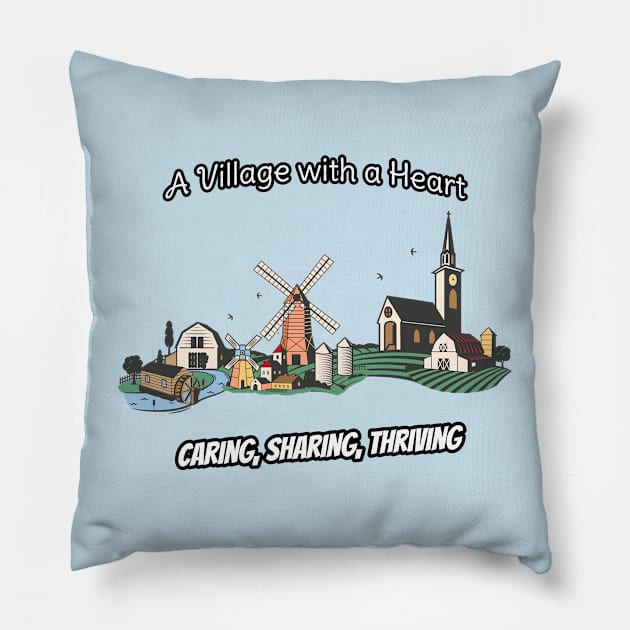 A Village With a Heart Pillow by Quotigner