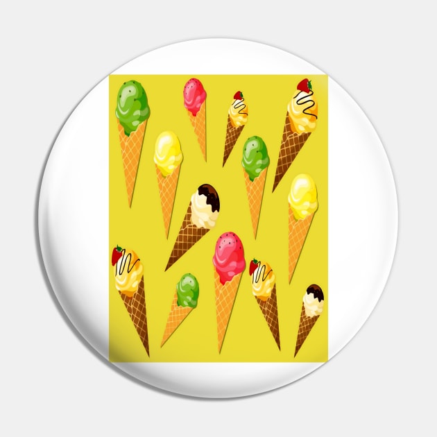 Ice Cream Cones-Yellow Pin by YamyMorrell