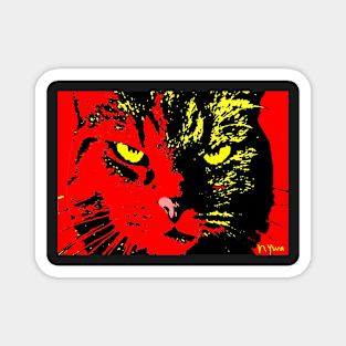 ANGRY CAT POP ART - YELLOW BLACK RED Magnet