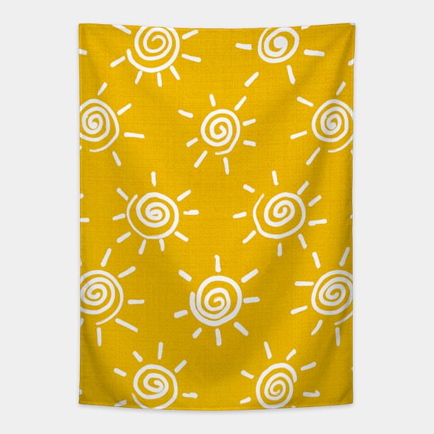Mustard Tribal Sun Pattern Tapestry by edmproject