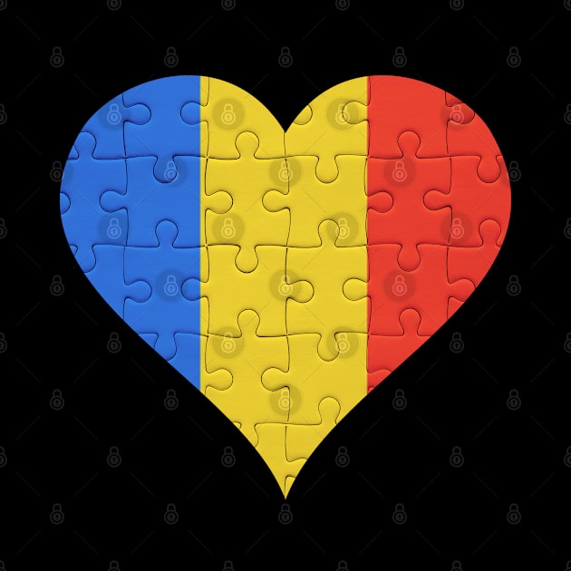 Romanian Jigsaw Puzzle Heart Design - Gift for Romanian With Romania Roots by Country Flags