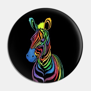 Rainbow Zebra in Bold Watercolors Pin