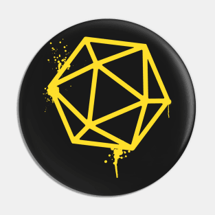 D20 Dice Yellow Tabletop RPG Gaming Pin