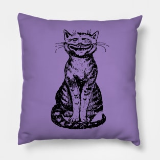 Smiling Cat on Purple Pillow