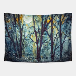 Full moon in the mystical woods Tapestry