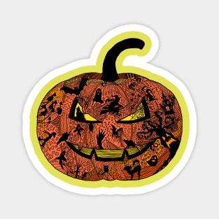 Halloween Pumpkin Doodle Line Art Magnet