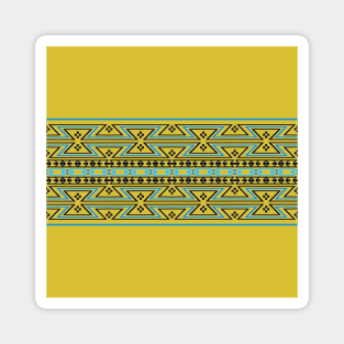 Native American Traditional Ethnic Tribal Geometric Navajo Blanket Motif Pattern Yellow Magnet