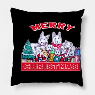 Dog Merry Christmas White German Shepherd Dog Family Holiday Fun Pillow