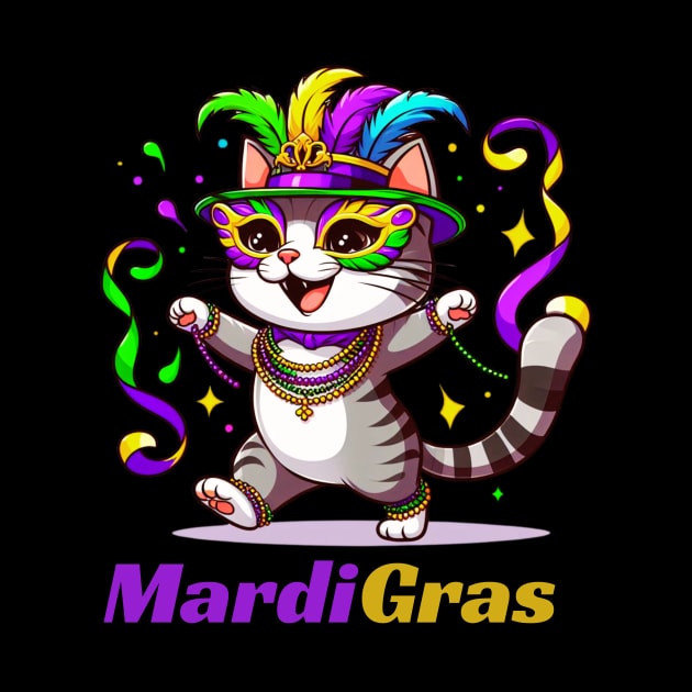 Mardi Gras Cat Kitten Funny Kitty Lover by Figurely creative