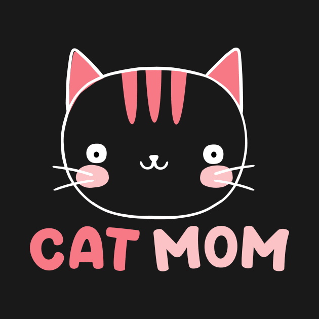 Cute Cat Face With Minimal Art - Love Your Cat Like Cat Mom by mangobanana