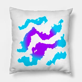 Abstract Purple Sun and Blue Clouds Pillow