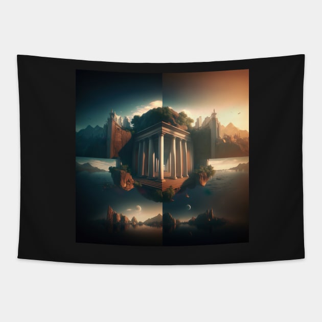 Greek Temple Wallpaper Ai Art Tapestry by AiArtPerceived