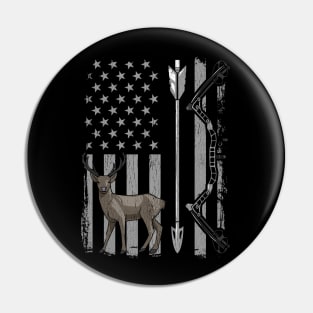 American Flag Bow Deer Hunting Gifts Archery Hunting Hunter Pin