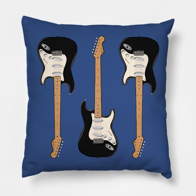 Triple Black Stratocaster Pillow by saintchristopher