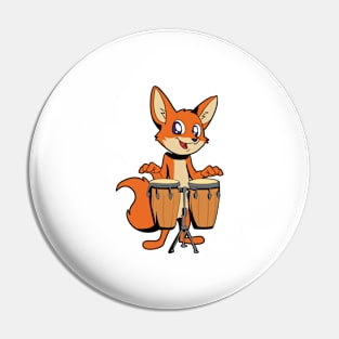 Comic fox plays percussion Pin