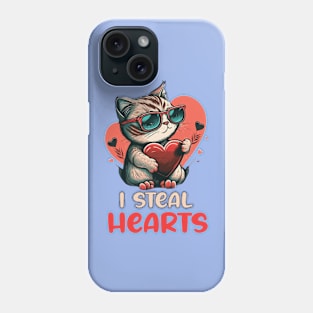 Funny Valentines day Saying - I Steal Hearts Valentine Day Gift For Cat Lovers Phone Case