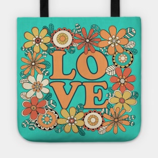 Love Floral Doodle Illustration Tote