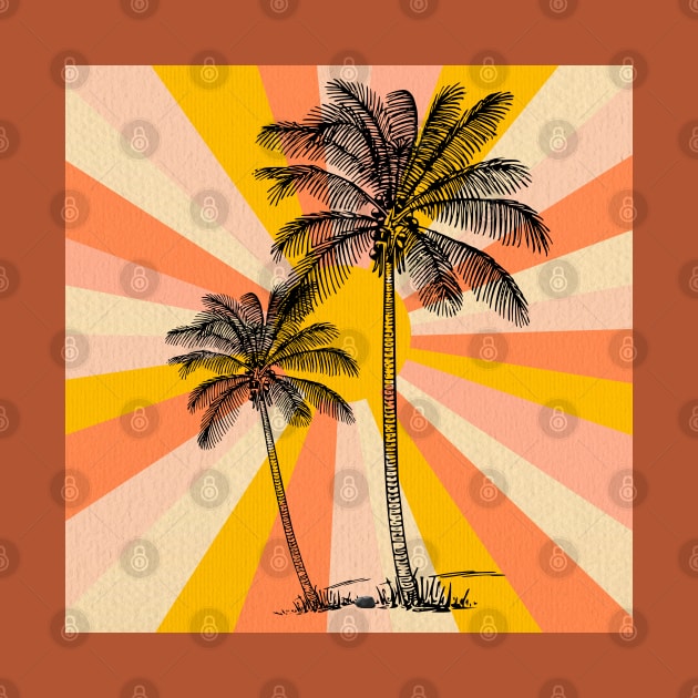 Vintage palm trees with sun by Nano-none