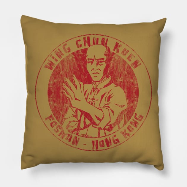 Wing Chun Kuen (gold - distressed) Pillow by Doc Multiverse Designs