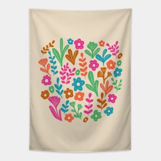 Folk ditsy colorful flowers Tapestry