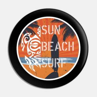 retro sunset surf beach groovy style - cool surfboard sports Pin