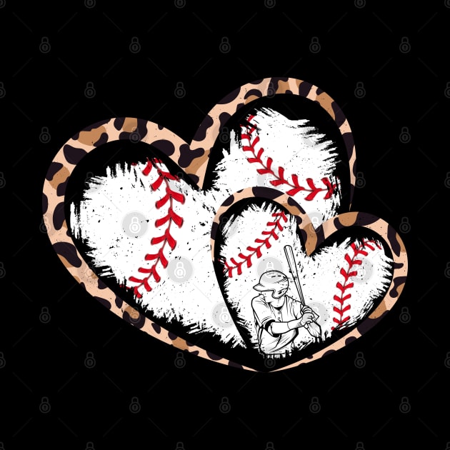 Twin hearts, Baseball, leopard, baseball player by Sandra Holloman