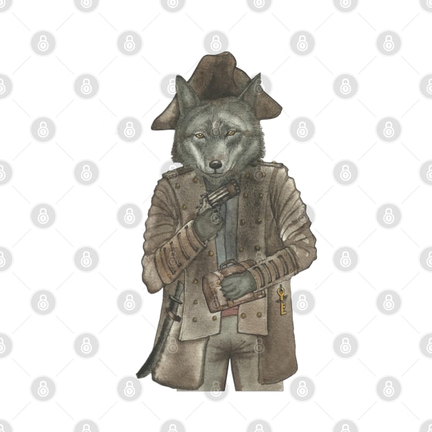 Steampunk Pirate Wolf with Treasure Box by FelisSimha