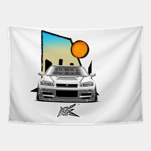 nissan skyline gtr r34 white Tapestry