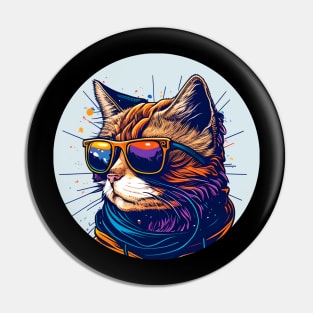 Cool Cat Colorful - Colorful Cat Kitten Lover Pin