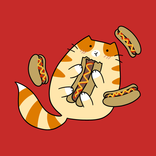 Tabby Cat Eating Hotdogs by saradaboru