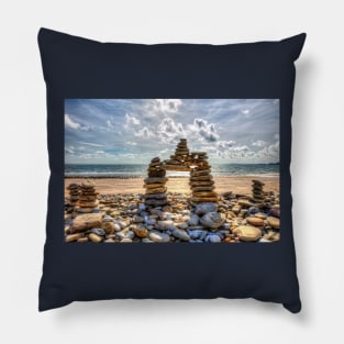 Amroth Beach, Wales, Rock Cairns Pillow