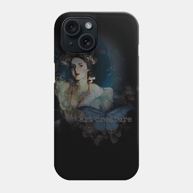 Aesthetics, darkness, gothic, romantic, moon, dark academia, love, romantic, statue, vintage, retro, artistic, artsy, classy, butterfly, flowers, floral Phone Case by AGRHouse